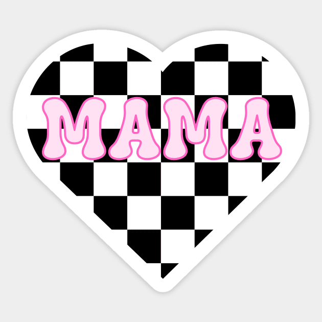 Mama’s Checkered Heart – Racing & Valentine’s Sticker by Inkarti